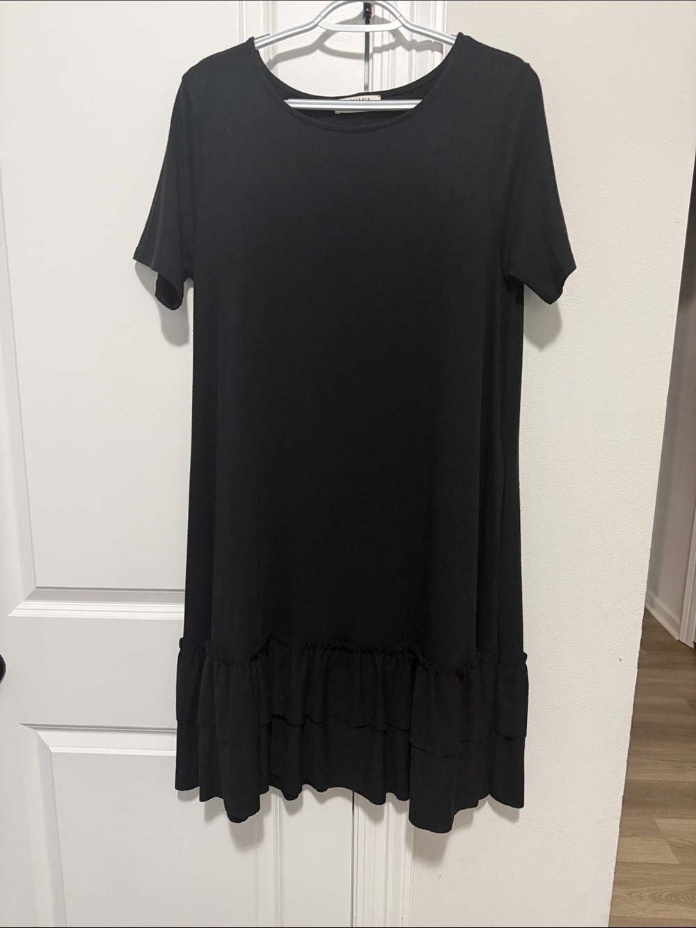 Black Midi Dress with Ruffle Hem